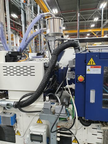 Beam Fume Extraction System Arm attached to machine