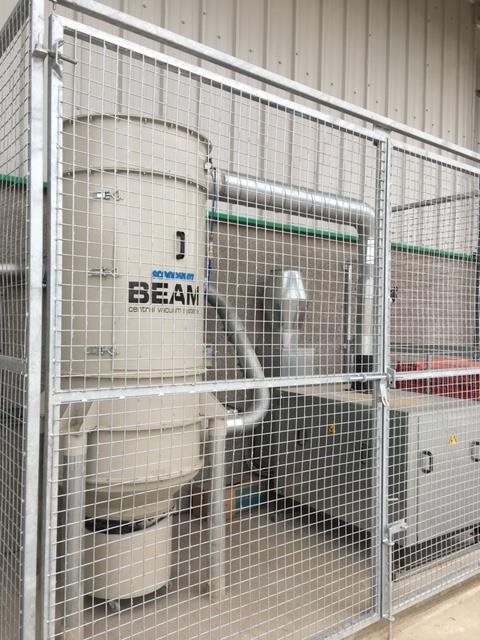 Beam Dust Extraction System caged outside Specialist Joinery factory