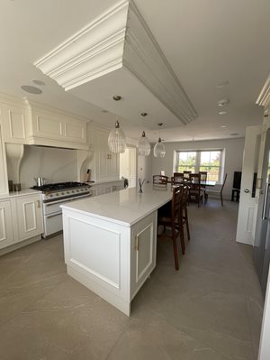 White and gold kitchen in new build home