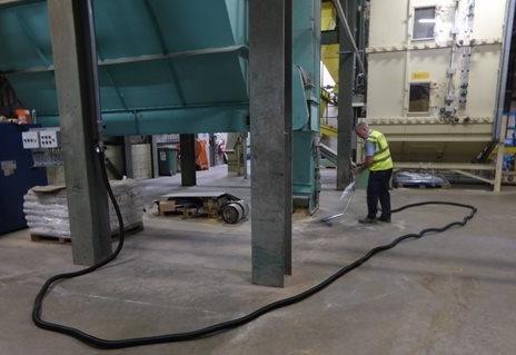 Beam central vacuum in use on Lakeland Agri factory floor