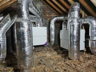 BEAM Heat Recovery Ventilation units in Brunswick Dental roofspace
