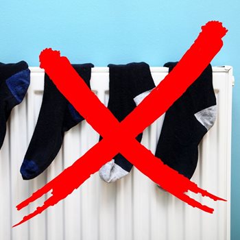 socks drying on radiator